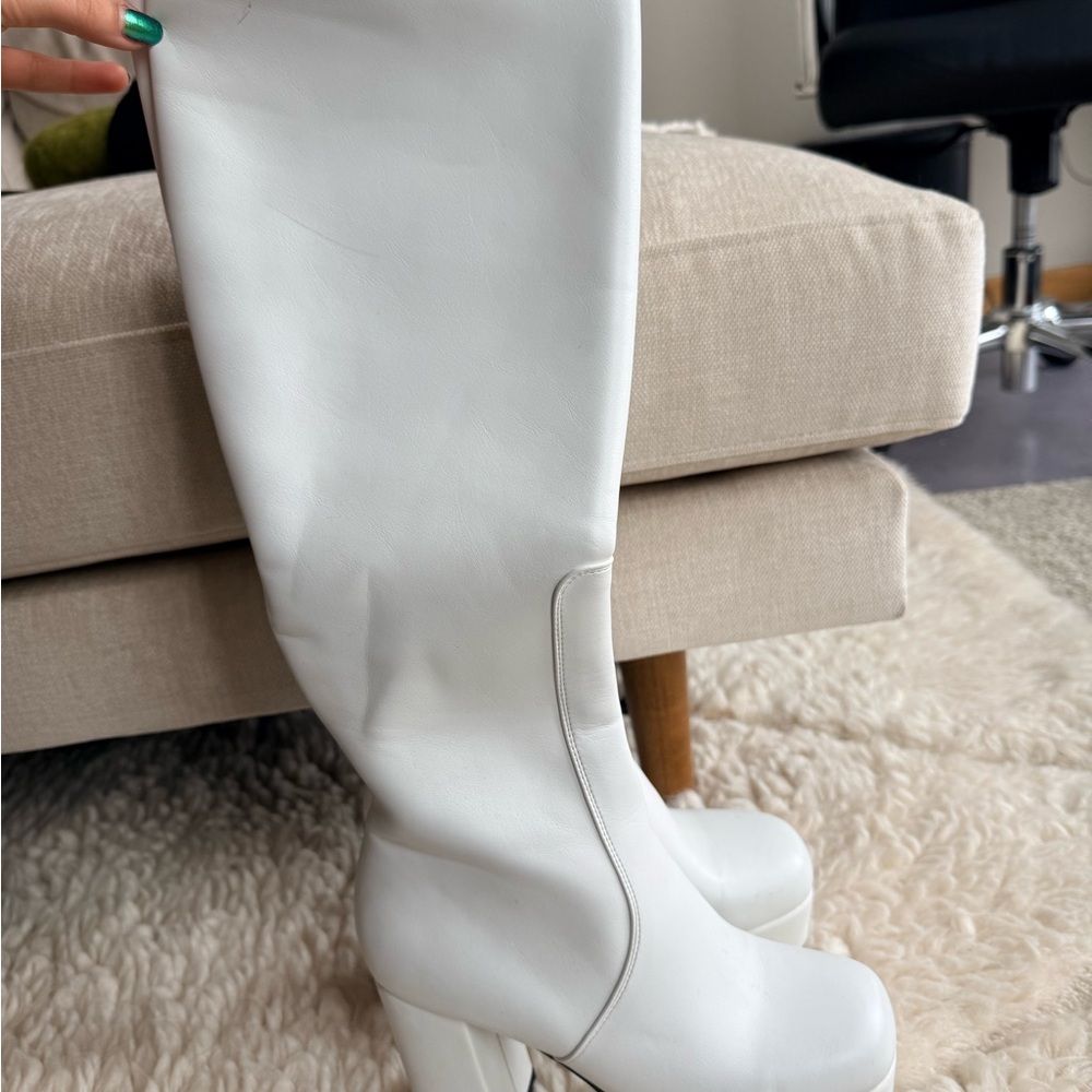 Dolls Kill White Over-the-Knee Platform Boots